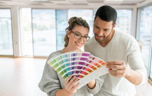 couple picking a paint color