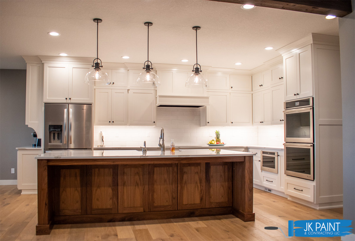 kitchen with freshly painted cabinets | JK Paint