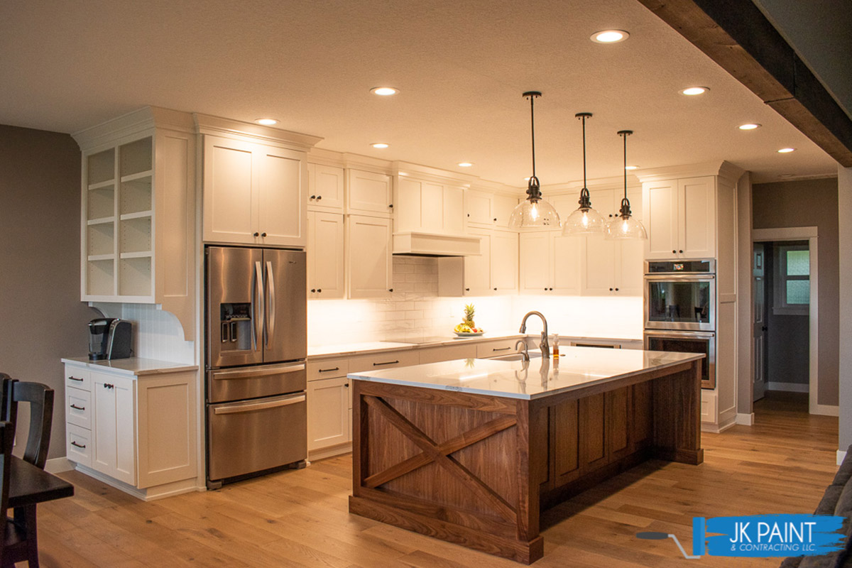 interior kitchen cabinet painting done by JK Paint & Contracting