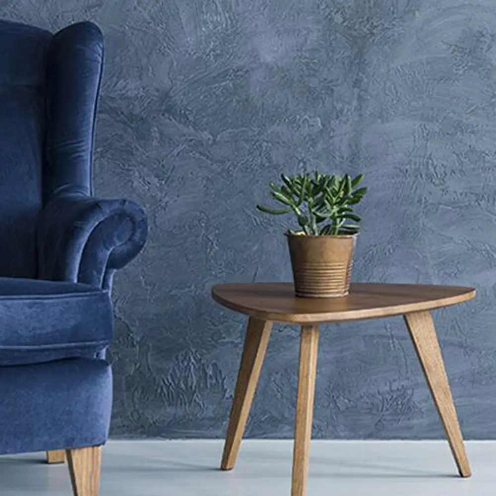 blue-gray-color-wash-wall-with-brown-furniture