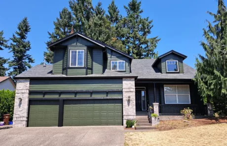 portland area home with ripe olive green exterior paint