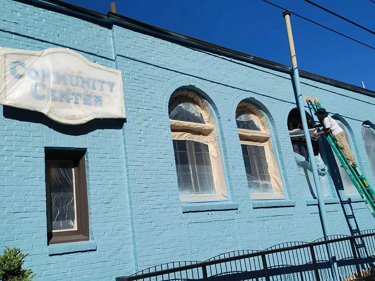 a photo of commercial painting work being done in portland by JK Paint & Contracting