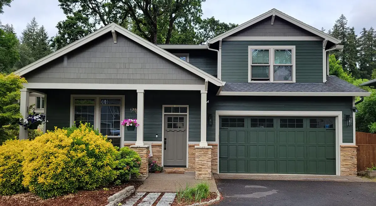 jk-paint-home-gallery-exterior-4-1 (1) newly painted home in wilsonville oregon, painted with a wintergreen color from sherwin williams. Painted by JK Paint & Contracting